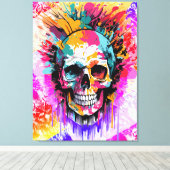 Pirate Skull - Kleurrijke Schedel Canvas Print (Insitu (Houten vloer))