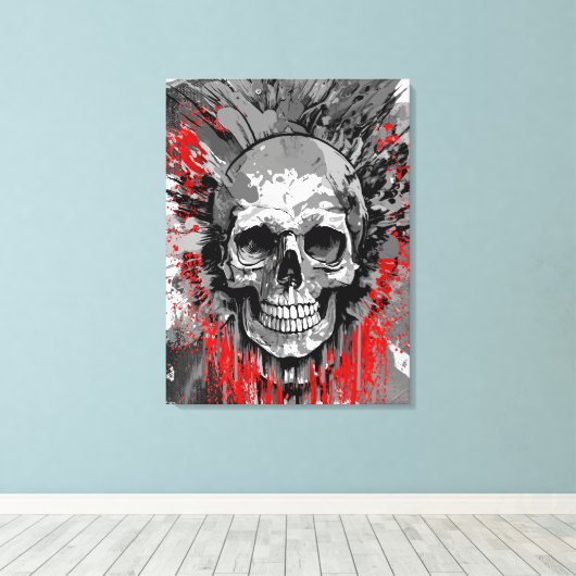 Pirate Skull - Kleurrijke Schedel Canvas Print (Insitu (Houten vloer))