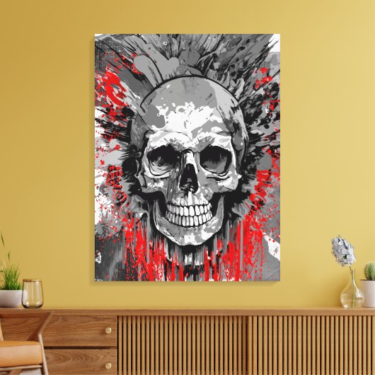 Pirate Skull - Kleurrijke Schedel Canvas Print (Insitu (Woonkamer))