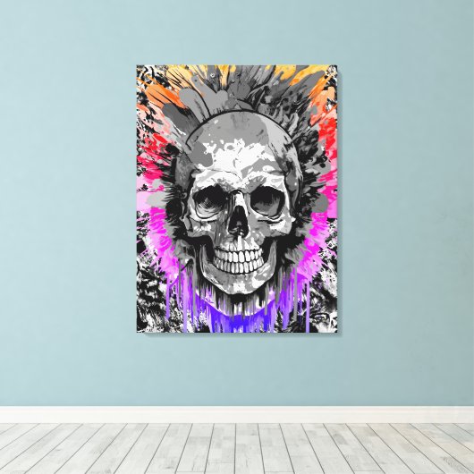 Pirate Skull - Kleurrijke Schedel Canvas Print (Insitu (Houten vloer))