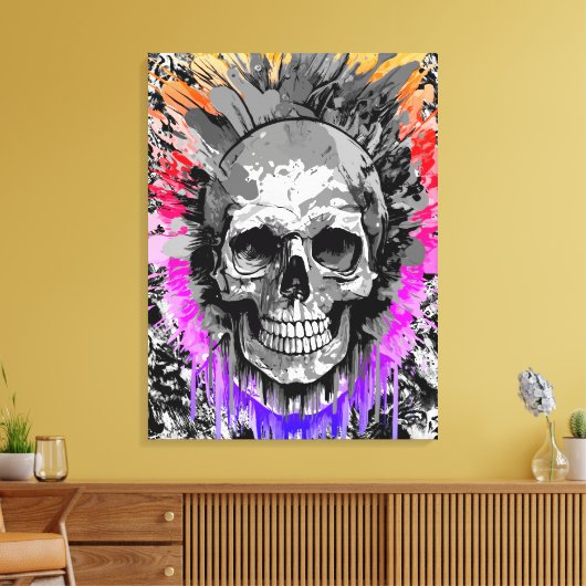 Pirate Skull - Kleurrijke Schedel Canvas Print (Insitu (Woonkamer))