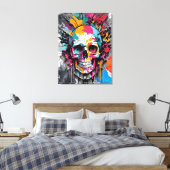 Pirate Skull - Kleurrijke Schedel Canvas Print (Insitu (Slaapkamer))