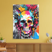 Pirate Skull - Kleurrijke Schedel Canvas Print (Insitu (Woonkamer))