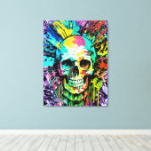 Pirate Skull - Kleurrijke Schedel Canvas Print (Insitu (Houten vloer))