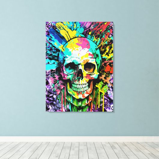 Pirate Skull - Kleurrijke Schedel Canvas Print (Insitu (Houten vloer))