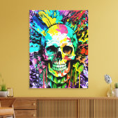 Pirate Skull - Kleurrijke Schedel Canvas Print (Insitu (Woonkamer))