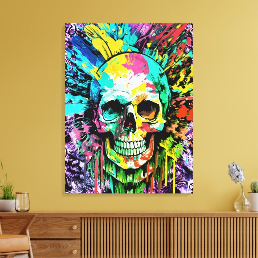Pirate Skull - Kleurrijke Schedel Canvas Print (Insitu (Woonkamer))