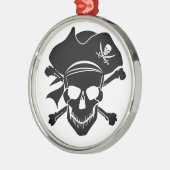 Pirate Skull met Cross Botten Ornament (Links)