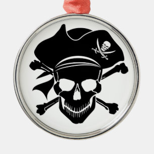 Pirate Skull met Cross Botten Ornament