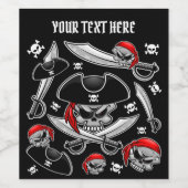 Pirate Skull met Crossed Sabers Wijn Etiket (Enkel label)