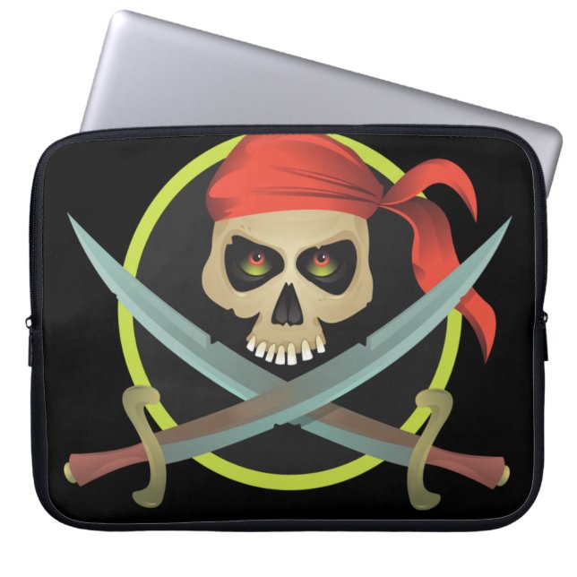 Pirate Skull met gekruiste zwaarden Laptop Sleeve (Voorkant)