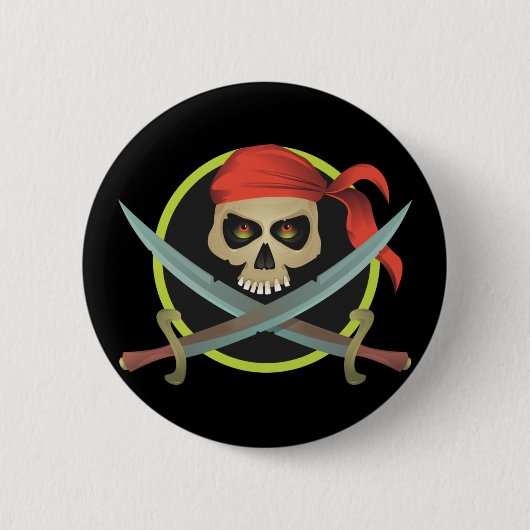 Pirate Skull met gekruiste zwaarden Ronde Button 5,7 Cm (Voorkant)