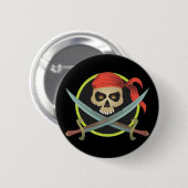 Pirate Skull met gekruiste zwaarden Ronde Button 5,7 Cm (Voorkant /achterkant)