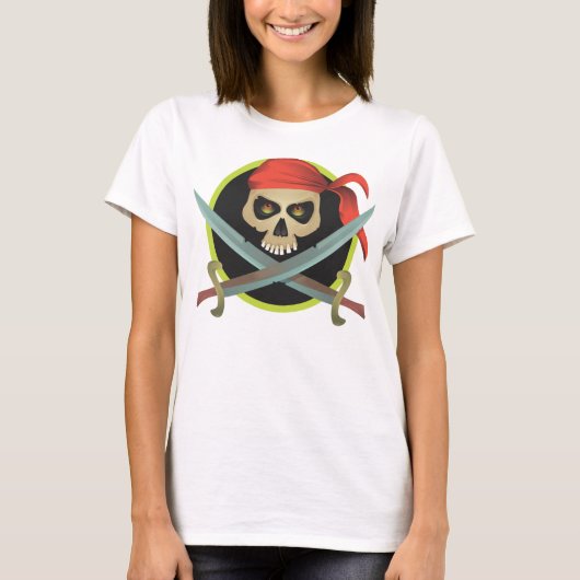 Pirate Skull met gekruiste zwaarden T-shirt (Voorkant)