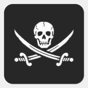 Pirate Skull met gekruiste zwaarden Vierkante Sticker