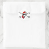 Pirate Skull met Red Scarf Ronde Sticker (Tas)