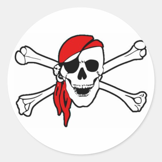 Pirate Skull met Red Scarf Ronde Sticker (Voorkant)