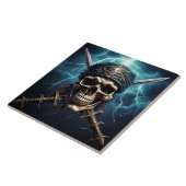 Pirate Skull met Zwaarden Keramische Tegel Tegeltje (Zijkant)
