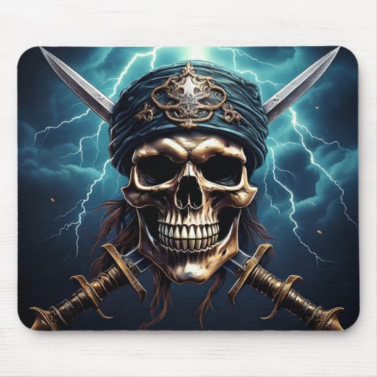 Pirate Skull met zwaarden Mousepad Muismat (Voorkant)