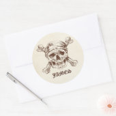 Pirate Skull N Cross Botten Custom Name Stickers (Envelop)