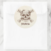 Pirate Skull N Cross Botten Custom Name Stickers (Tas)