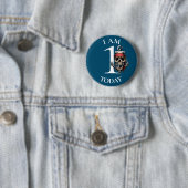 Pirate Skull Nautical Anchor BIRTHDAY 1st Button (In situ)