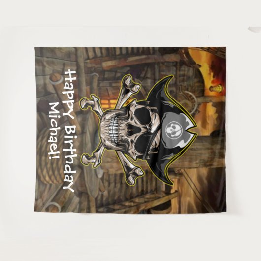 Pirate Skull Party achtergrond Wandkleed (Voorkant (horizontaal))