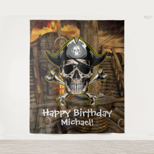 Pirate Skull Party achtergrond Wandkleed