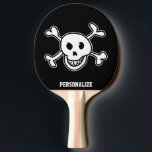 Pirate skull ping pong paddle for table tennis tafeltennisbatje<br><div class="desc">Persoonlijke naam of monogram pingpong paddle voor tafeltennis Sportspel cadeauidee voor mannen vrouwen en kinderen. Ontwerp van de piraatschedel met botten. Aangepaste achtergrondkleur. Fun voor speler en coach.</div>