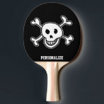 Pirate skull ping pong paddle for table tennis tafeltennisbatje<br><div class="desc">Persoonlijke naam of monogram pingpong paddle voor tafeltennis Sportspel cadeauidee voor mannen vrouwen en kinderen. Ontwerp van de piraatschedel met botten. Aangepaste achtergrondkleur. Fun voor speler en coach.</div>