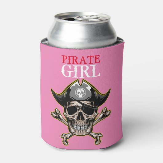 PIRATE SKULL PINK GIRL KOELBOX BLIKJESKOELER (Blikje Voorkant)