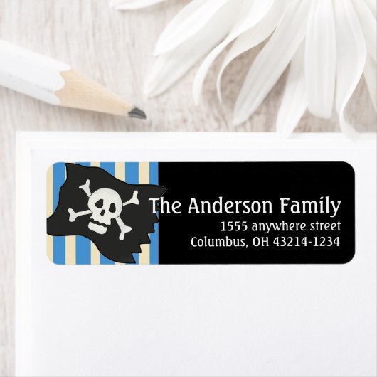 Pirate Skull Pirate Flag Retouradres Labels (Insitu)