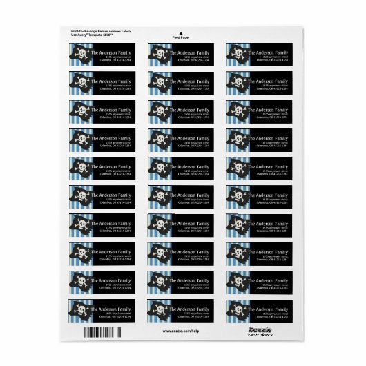 Pirate Skull Pirate Flag Retouradres Labels (Full Sheet)