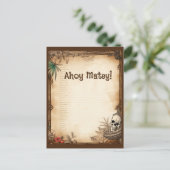 Pirate Skull praat als een piraat verjaardag Briefkaart (Staand voorkant)