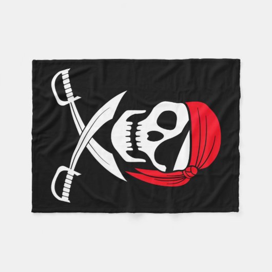Pirate Skull Red Bandana Zwaard Kostuum Gift Fleece Deken (Voorkant (Horizontaal))