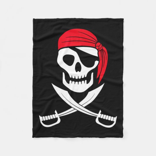 Pirate Skull Red Bandana Zwaard Kostuum Gift Fleece Deken (Voorkant)
