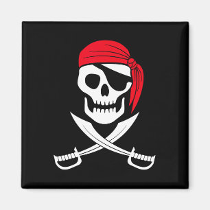 Pirate Skull Red Bandana Zwaard Kostuum Gift Magneet