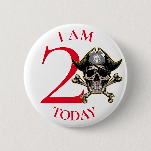 Pirate Skull Red Cross Botten 2e verjaardag Button (Voorkant)