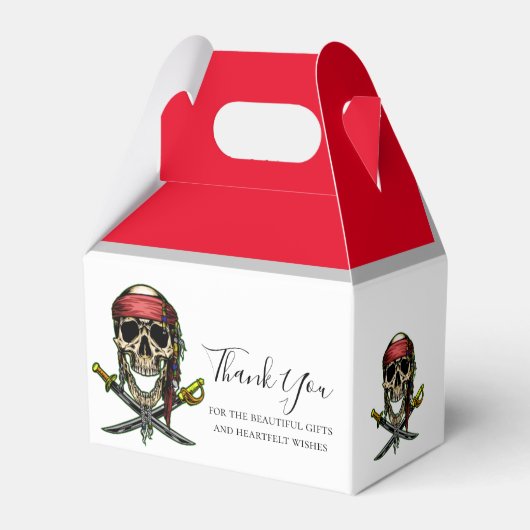 Pirate Skull Red Kapitein Favor Box Bedankdoosjes (Voorkant Zijde)