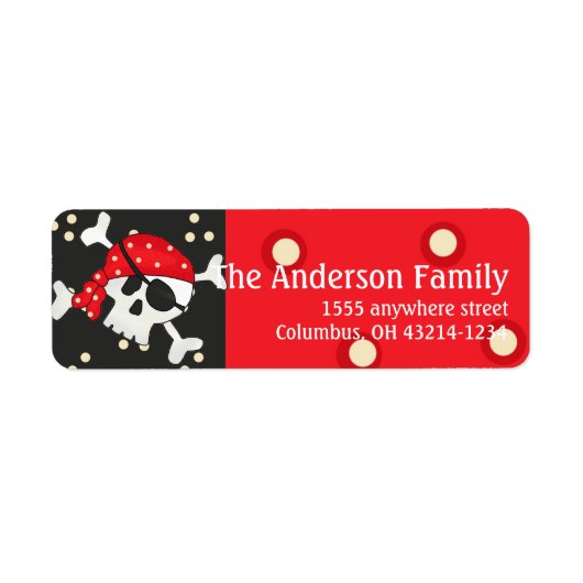 Pirate Skull Return-adreslabels Etiket (Voorkant)