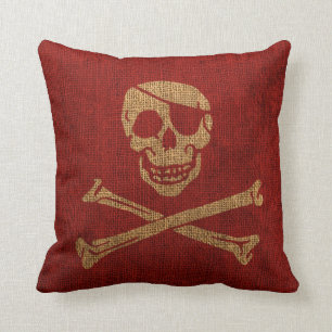 Pirate Skull Rustic Red Kussen