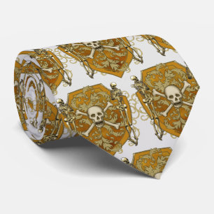 Pirate Skull Shield Family Crest achternaam Stropdas