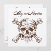 Pirate Skull & Ship Birthday Party Invite Kaart (Voorkant / Achterkant)