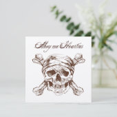 Pirate Skull & Ship Birthday Party Invite Kaart (Staand voorkant)