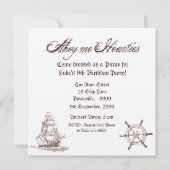 Pirate Skull & Ship Birthday Party Invite Kaart (Achterkant)