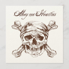 Pirate Skull & Ship Birthday Party Invite Kaart