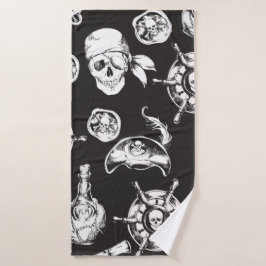 Pirate Skull Ship Wheel Badhanddoek