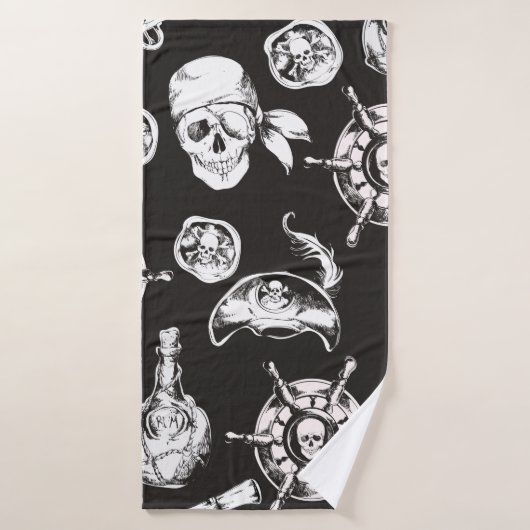 Pirate Skull Ship Wheel Badhanddoek (Badhanddoek)