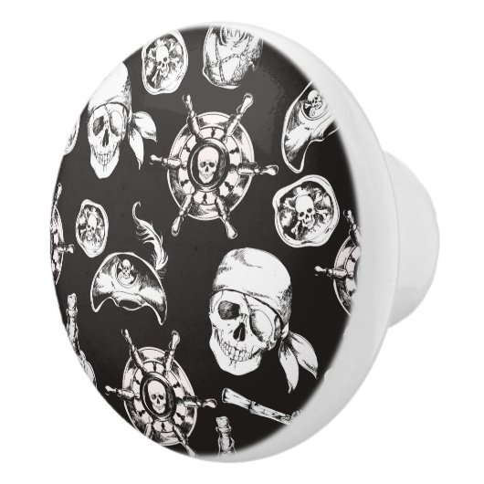 Pirate Skull Ship Wheel Keramische Knop (Rechts)