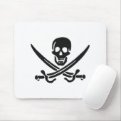 Pirate skull-silhouet - Kies achtergrondkleur Muismat (Met muis)
